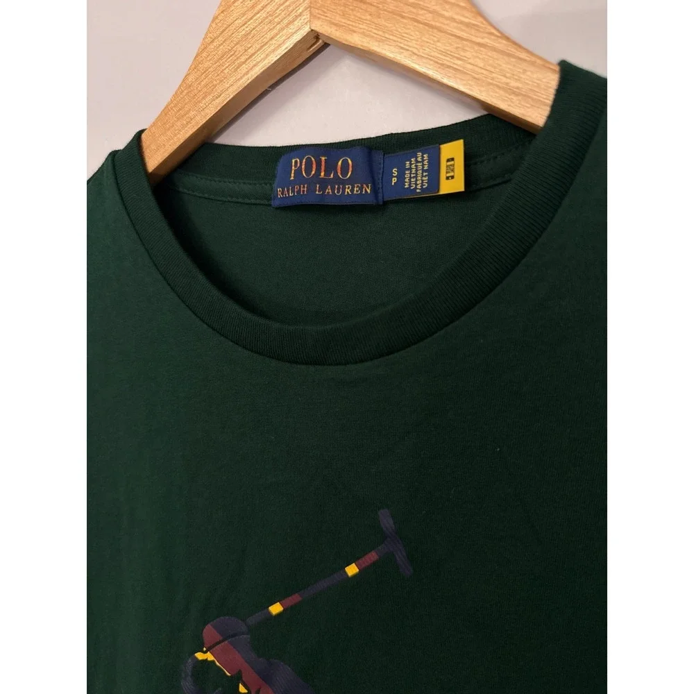 Polo Ralph Lauren Mens S/P College Green Classic Fit Graphic Polo Jersey T-Shirt